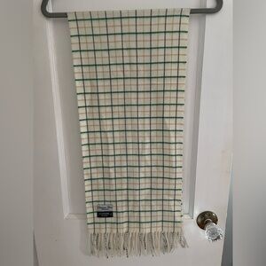 Christian Dior Soft Vintage Cashmaire Ivory Cream Scarf 54” plaid pattern